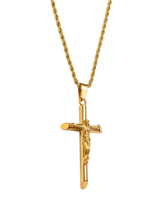 Classic Crucifix Pendant Necklace (Gold)