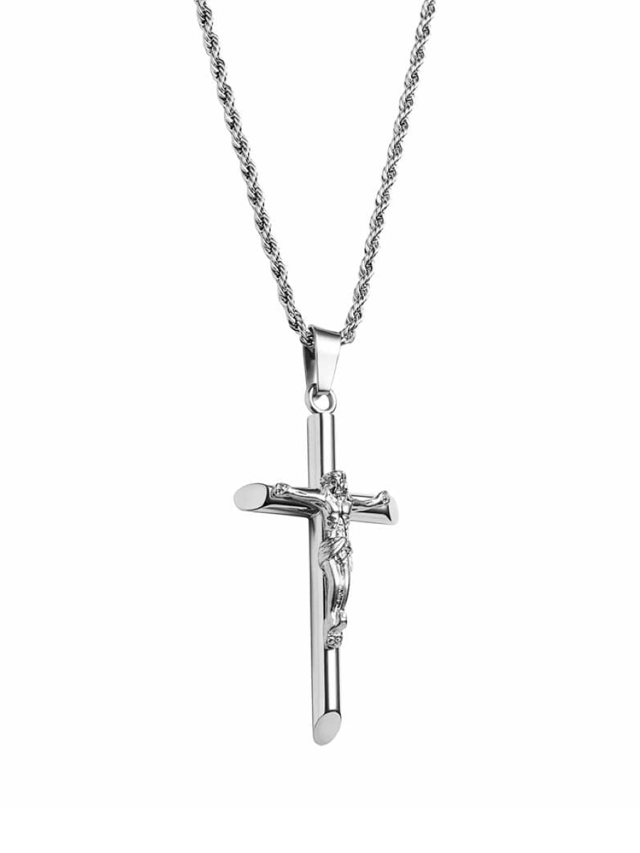 Classic Crucifix Pendant Necklace (Silver)