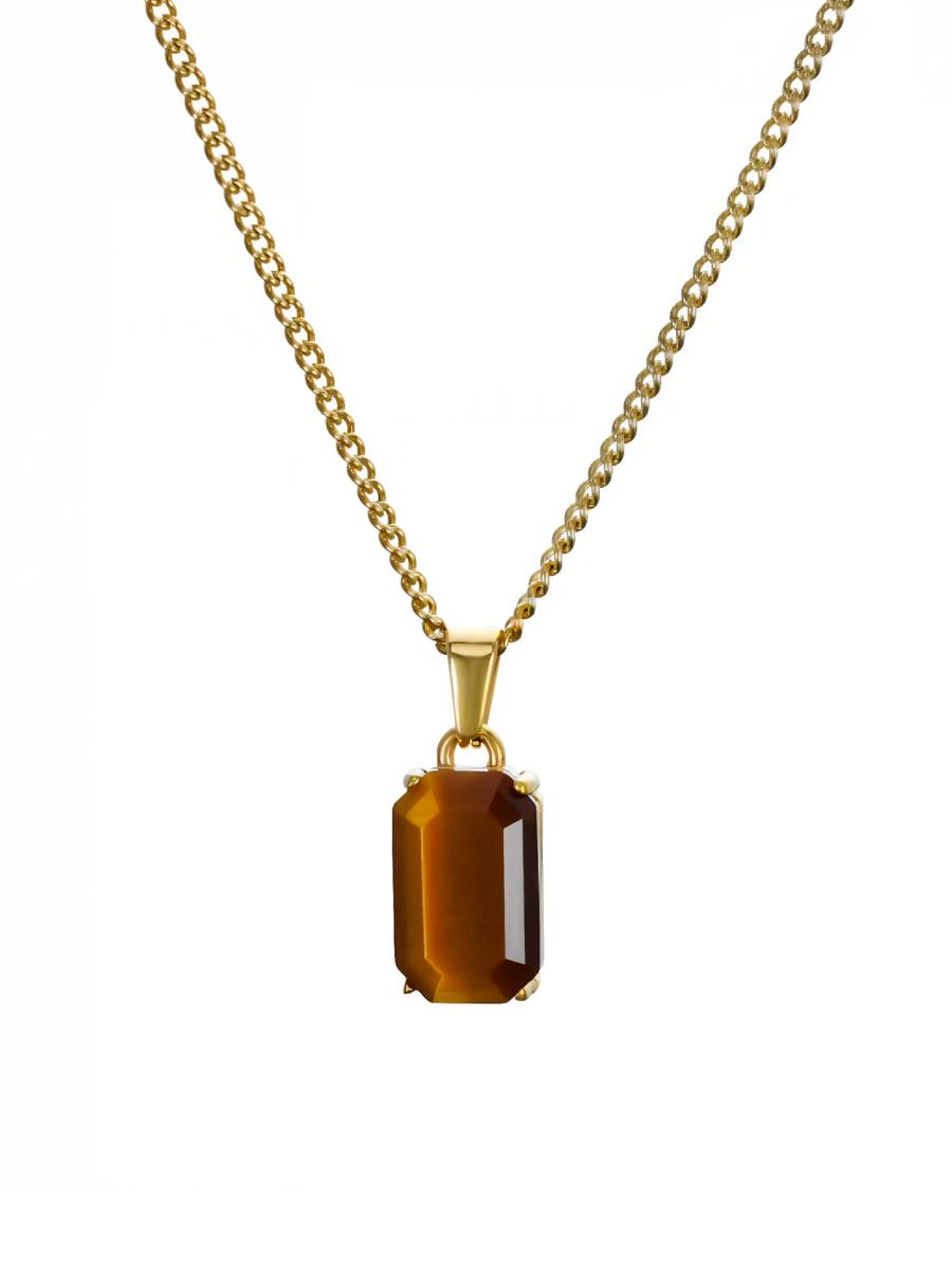 Onyx Pendant Necklace (Amber)