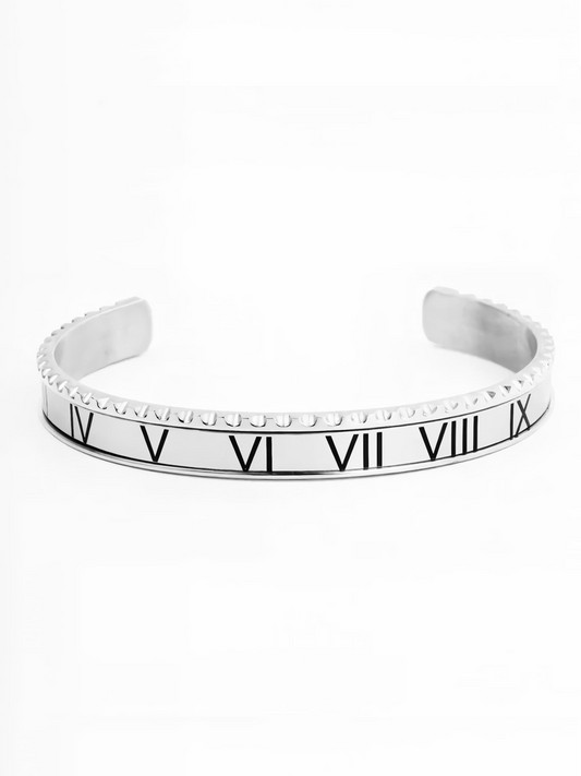 Roman Steel Cuff Bracelet (Silver)